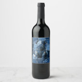 Étiquette Pour Bouteilles De Vin Chien Patchwork Art Denim (Devant)