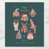 Étiquette Pour Bouteilles De Vin Chiens de Noël mignons Meowy (Étiquettes simples)