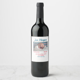 Étiquette Pour Bouteilles De Vin Chiffres de naissance bébé ajouter nom lieu date d