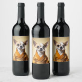 Étiquette Pour Bouteilles De Vin Chihuahua bouddhiste (Bouteilles)