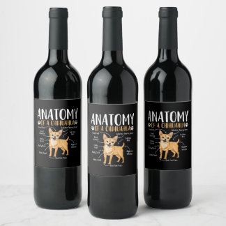 Étiquette Pour Bouteilles De Vin Chihuahua Chien anatomie