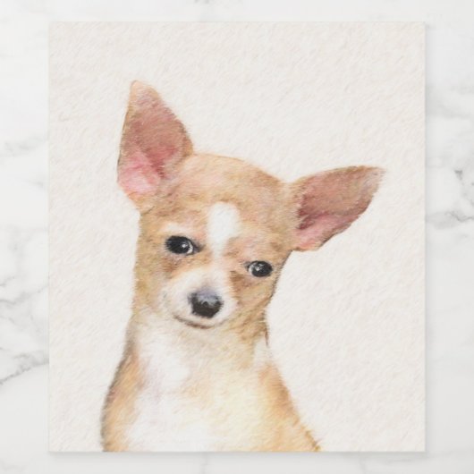Étiquette Pour Bouteilles De Vin Chihuahua Peinture - Cute Original Chien Art (Étiquettes simples)