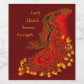 Étiquette Pour Bouteilles De Vin Chine Dragon rouge et or design (Étiquettes simples)