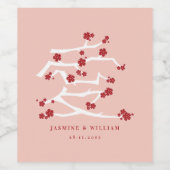 Étiquette Pour Bouteilles De Vin Chinese Love Red Cherry Blossoms (Étiquettes simples)