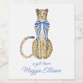 Étiquette Pour Bouteilles De Vin Chinoiserie Aquarelle Bow Cheetah (Étiquettes simples)