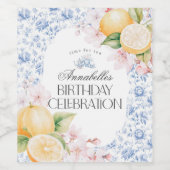 Étiquette Pour Bouteilles De Vin Chinoiserie Lemon Tea Party Anniversaire Barware (Étiquettes simples)