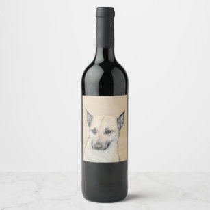Étiquette Pour Bouteilles De Vin Chinook (Oreilles Pointées) Peinture - Art Chien o