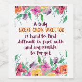 Étiquette Pour Bouteilles De Vin Chorale Directeur Chorus enseignant Appréciation C (Étiquettes simples)