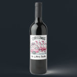 Étiquette Pour Bouteilles De Vin Christmas de Pink<br><div class="desc">Un Vin Personnalisé Étiquette De Noël De Flamants roses Roses Tirant Un Camper RV</div>