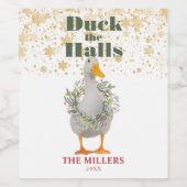 Étiquette Pour Bouteilles De Vin Christmas Duck the Halls (Étiquettes simples)