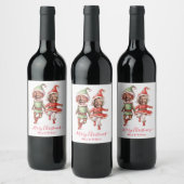 Étiquette Pour Bouteilles De Vin Christmas elves couple (Bouteilles)