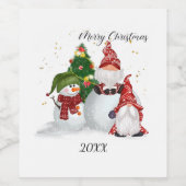 Étiquette Pour Bouteilles De Vin Christmas Gnomes (Étiquettes simples)