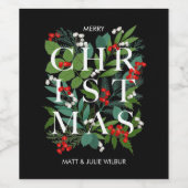 Étiquette Pour Bouteilles De Vin CHRISTMAS Greenery Berries Holiday (Étiquettes simples)