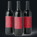 Étiquette Pour Bouteilles De Vin Christmas Red & Gold Parties scintillant Modern No<br><div class="desc">Elégant cadeau de Noël rouge et or étiquettes pour vin, vin mousseux ou autres boissons. Cet autocollant rouge élégant de bouteille de vin Merry Christmas comprend la typographie or Noël Arbre design avec le slogan "Croyez en la magie de Noël", avec des polices de caractères tendance et un espace pour...</div>