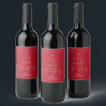 Étiquette Pour Bouteilles De Vin Christmas Red & Gold Parties scintillant Modern No<br><div class="desc">Elégant cadeau de Noël rouge et or étiquettes pour vin, vin mousseux ou autres boissons. Cet autocollant rouge élégant de bouteille de vin Merry Christmas comprend la typographie or Noël Arbre design avec le slogan "Croyez en la magie de Noël", avec des polices de caractères tendance et un espace pour...</div>