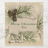 Étiquette Pour Bouteilles De Vin Christmas Snowflakes Pine Cones Pine Tree Branches (Étiquettes simples)