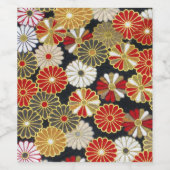 Étiquette Pour Bouteilles De Vin Chrysanthèmes en or (Étiquettes simples)