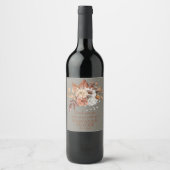 Étiquette Pour Bouteilles De Vin Chute Floral Grey Mariage Faveurs (Devant)