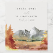 Étiquette Pour Bouteilles De Vin Chute Rouille Orange Mountain Trees Mariage de feu (Étiquettes simples)