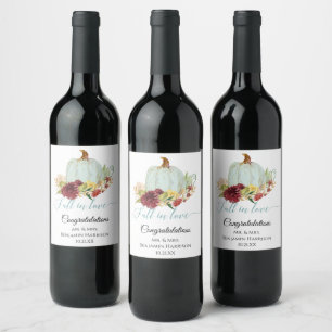 Étiquette Pour Bouteilles De Vin Chute rustique en amour Bleu Citrouille Bourgogne