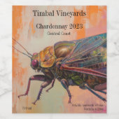 Étiquette Pour Bouteilles De Vin Cicada on pink and orange background (Étiquettes simples)