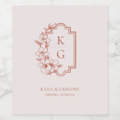 Étiquette Pour Bouteilles De Vin Cimier Botanique Monogramme Mariage Étiquette de v (Étiquettes simples)