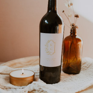 Étiquette Pour Bouteilles De Vin Cimier Botanique Monogramme Mariage Étiquette de v