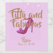 Étiquette Pour Bouteilles De Vin Cinquante et fabuleux GirlySparkly Hot Pink Gold T (Étiquettes simples)
