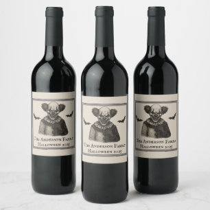 Étiquette Pour Bouteilles De Vin Cirque vintage Thème du Carnaval hanté Halloween