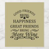 Étiquette Pour Bouteilles De Vin citation de vin drôle pour les amis (Étiquettes simples)