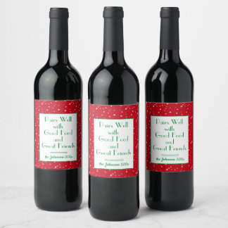 Étiquette Pour Bouteilles De Vin Citation et nom sur motif d'étoiles rouges et blan