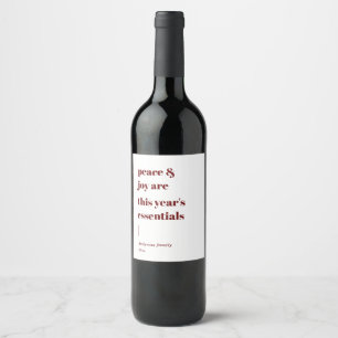Étiquette Pour Bouteilles De Vin citation moderne paix et joie vacances