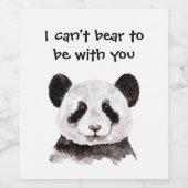 Étiquette Pour Bouteilles De Vin Citation Romantique Moderne Avec Panda Noir Et Bla (Étiquettes simples)