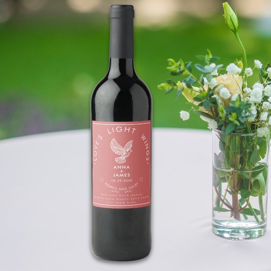 Étiquette Pour Bouteilles De Vin Citation Rose moderne élégante Mariage chic