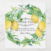 Étiquette Pour Bouteilles De Vin Citron Floral Rustique Citrus Grove Mariage de feu (Étiquettes simples)