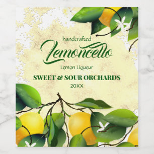 Étiquette Pour Bouteilles De Vin Citron Fruit Citrique Lemoncello