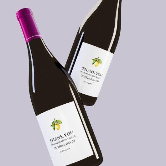 Étiquette Pour Bouteilles De Vin Citron jaune Mariage moderne