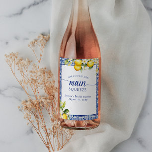 Étiquette Pour Bouteilles De Vin Citrons de Squeeze Principaux & Bleus Méditerranée