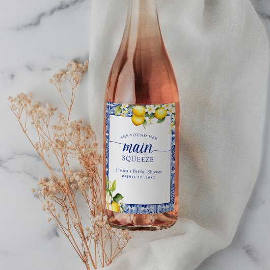 Étiquette Pour Bouteilles De Vin Citrons de Squeeze Principaux & Bleus Méditerranée