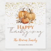 Étiquette Pour Bouteilles De Vin Citrouille bon thanksgiving (Étiquettes simples)