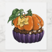 Étiquette Pour Bouteilles De Vin Citrouille Cupcake (Étiquettes simples)