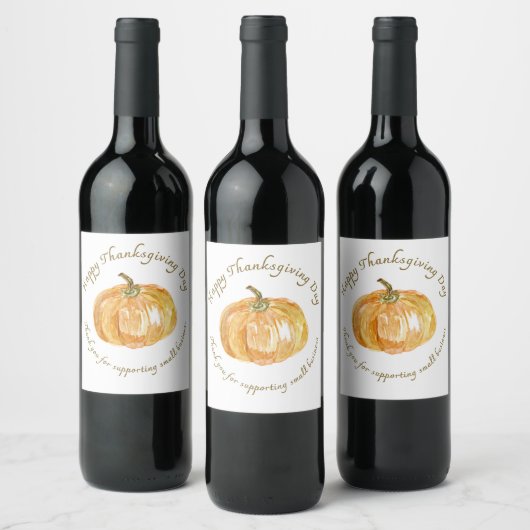 Étiquette Pour Bouteilles De Vin Citrouille de Thanksgiving & Automne (Bouteilles)