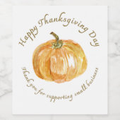 Étiquette Pour Bouteilles De Vin Citrouille de Thanksgiving & Automne (Étiquettes simples)
