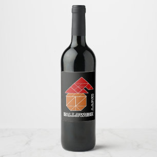 Étiquette Pour Bouteilles De Vin Citrouille d'Halloween et Casquette de Witch