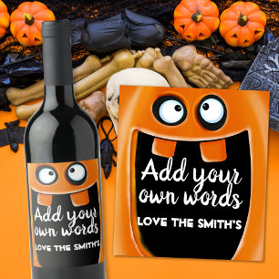 Étiquette Pour Bouteilles De Vin citrouille géante bouche Jack O Lantern Halloween