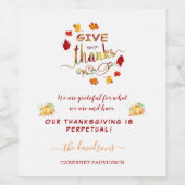 Étiquette Pour Bouteilles De Vin Citrouilles d'aquarelle d'automne remercient (Étiquettes simples)