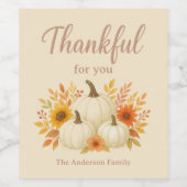 Étiquette Pour Bouteilles De Vin Citrouilles d'automne et tournesols | Élégant Than (Étiquettes simples)