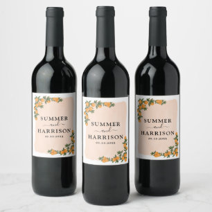 Étiquette Pour Bouteilles De Vin Citrus Botanique Orange Main Squeeze Mariage Favor