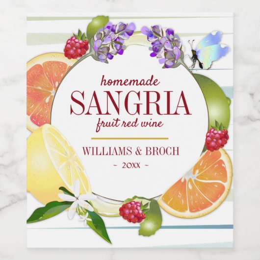 Étiquette Pour Bouteilles De Vin Citrus de fruits Sangria Mariage (Étiquettes simples)
