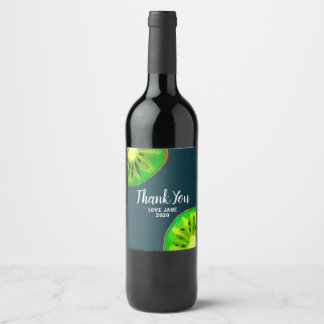 Étiquette Pour Bouteilles De Vin Citrus kiwi tranche de fruits moderne merci cadeau